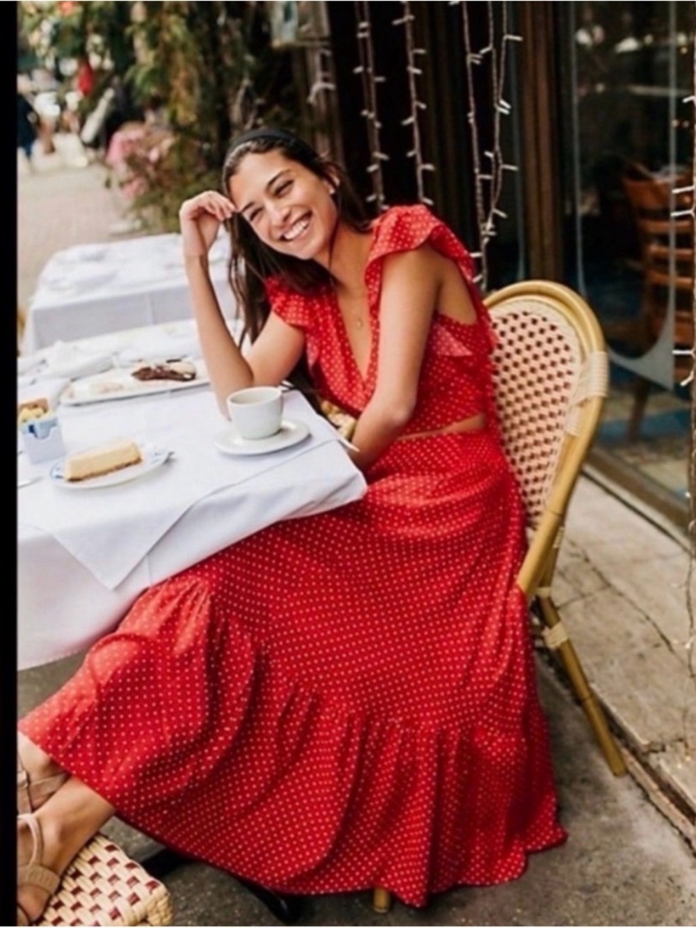 Free People Skirt Polka Dot Red Maxi Size XS